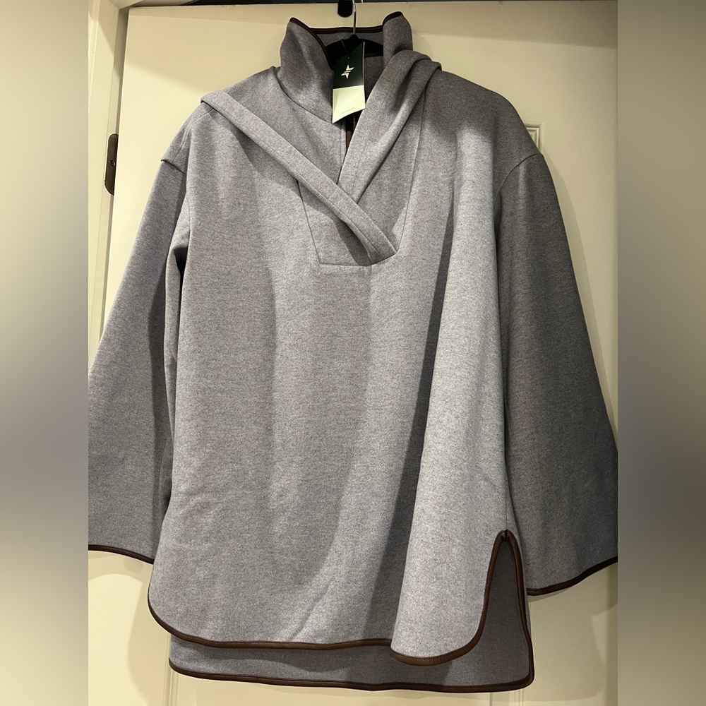 Tuckernuck leather trim poncho/cape with hood